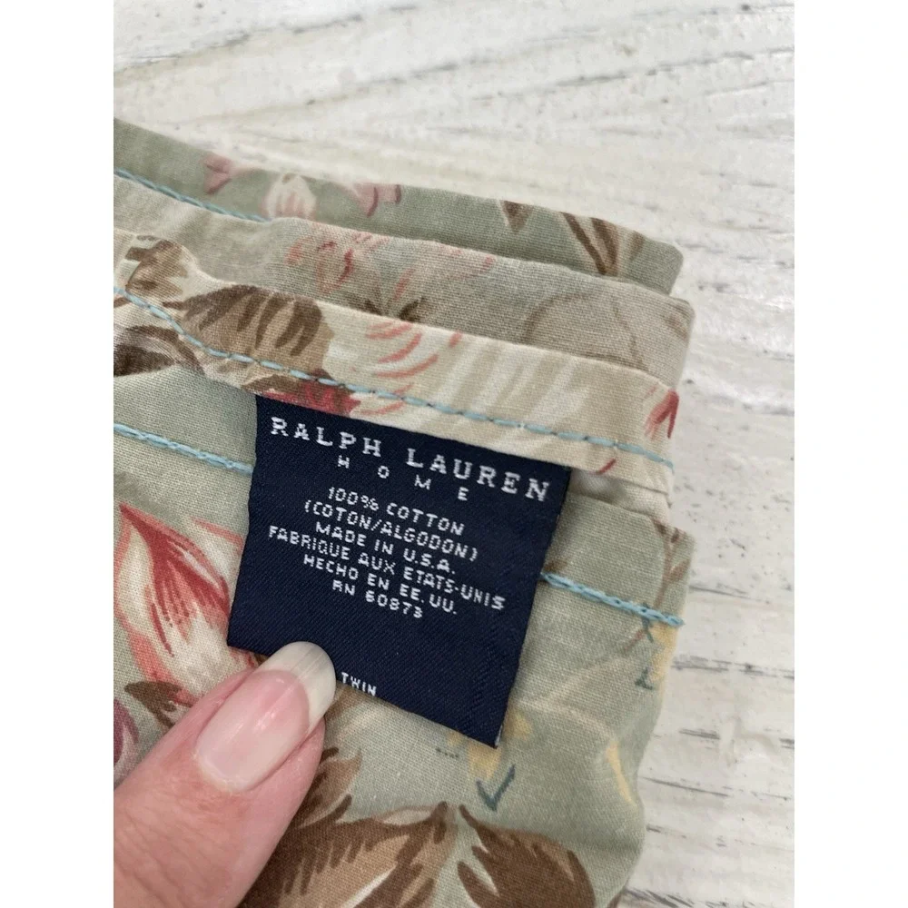 Vtg 3 Pc Set Ralph Lauren Charlotte TWIN  Sheet Set Flat & Fitted, Pillowcase